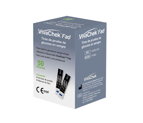 Tiras Reactivas Para Glucómetro Vivachek Fad Color Neutro
