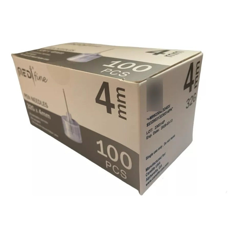 Aguja 32 G Saxenda Toujeo Victoza Ozempic Marca Medtfine