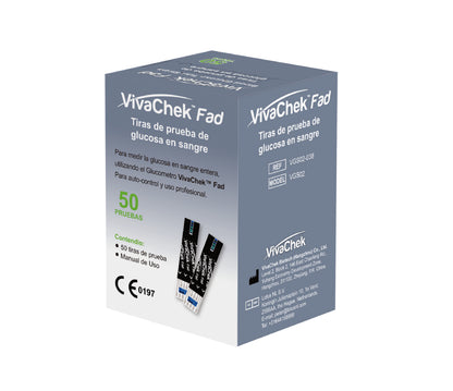 Tiras Reactivas Para Glucómetro Vivachek Fad Color Neutro