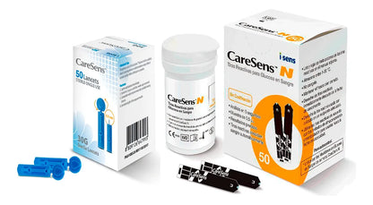50 Tiras Cintas Reactivas Caresens N + 50 Lancetas Caresen N