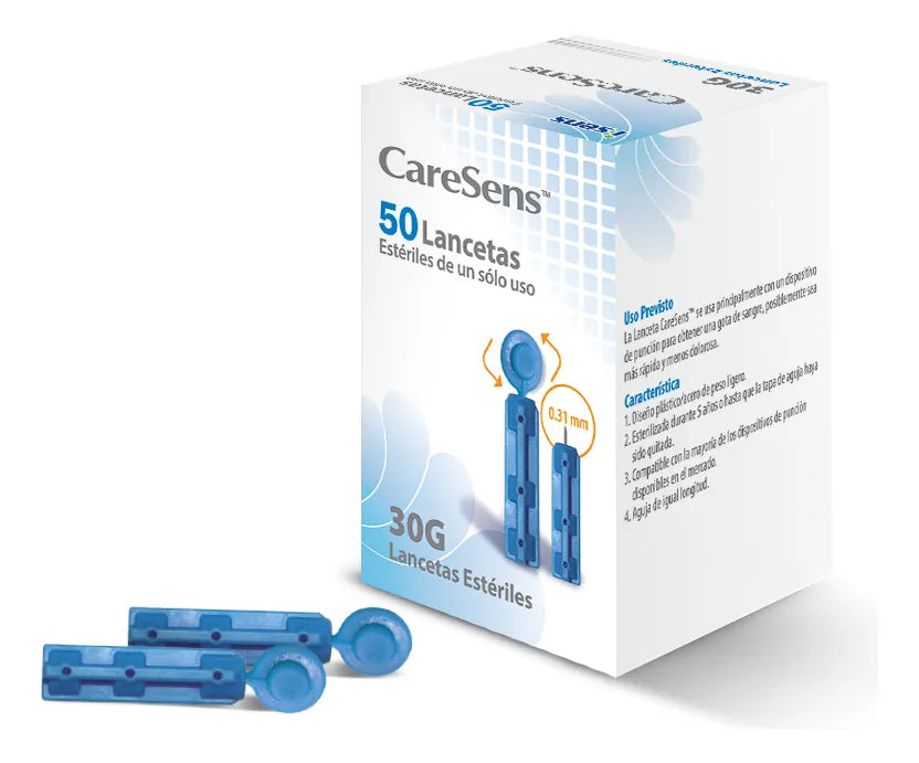 50 Tiras Cintas Reactivas Caresens N + 50 Lancetas Caresen N