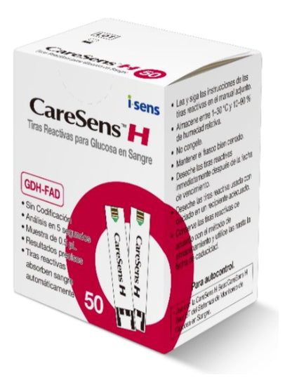50 Tiras Reactivas Para Glucómetro Caresens H Beat