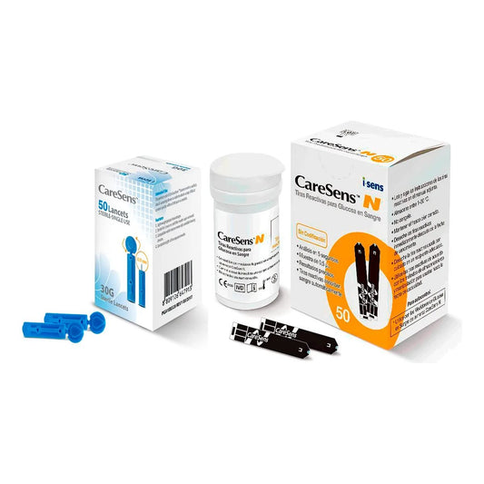 50 Tiras Cintas Reactivas Caresens N + 50 Lancetas Caresen N